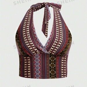 Boho Halter Tie Neck Top